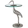 4_Currey & Company 25" Cast Aluminum Crane Silver Accent Table more views
