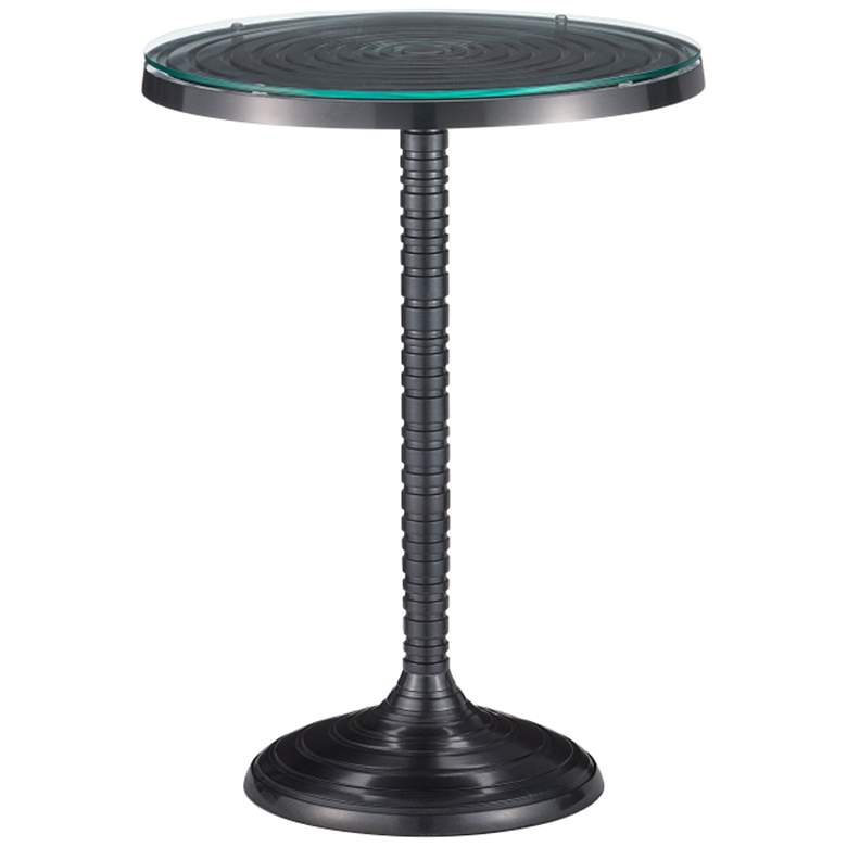 Image 1 Currey & Company 25" Cast Aluminum Erno Black Accent Table