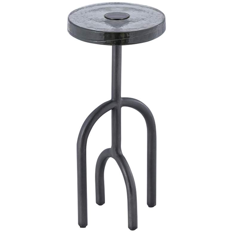 Image 2 Currey & Company 25" Cast Glass Black Nickel Grove Drinks Table