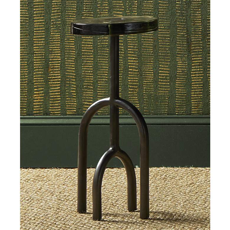 Image 1 Currey & Company 25" Cast Glass Black Nickel Grove Drinks Table