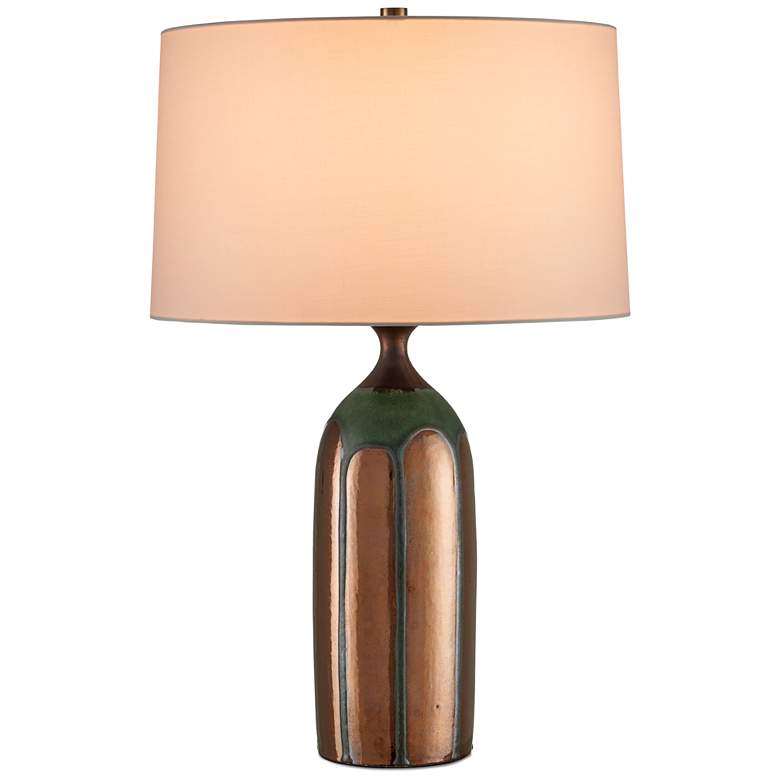 Image 1 Currey & Company 26.0" Cuprum Ceramic Green and Copper Table Lamp