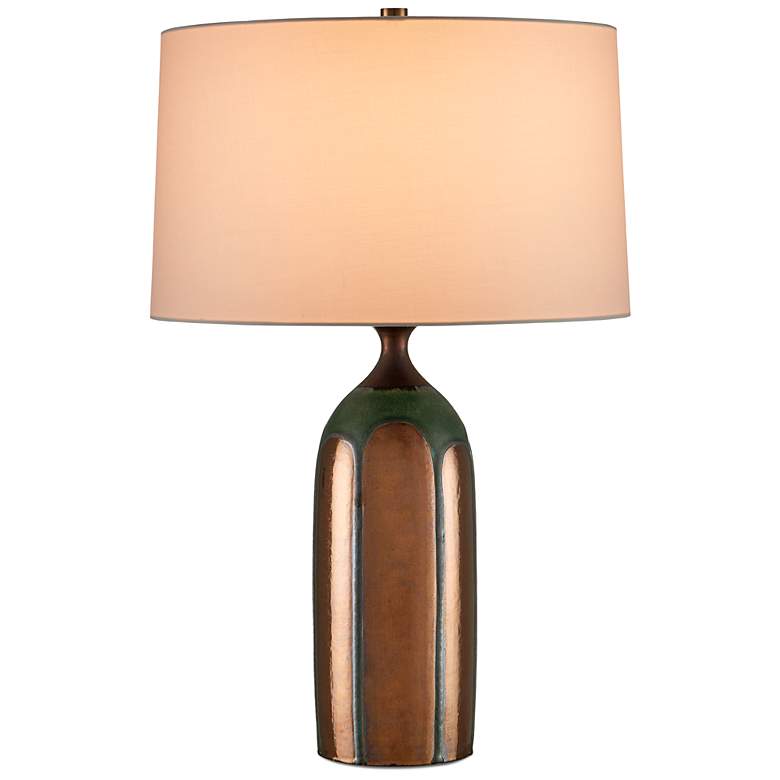 Image 5 Currey & Company 26.0" Cuprum Ceramic Green and Copper Table Lamp more views