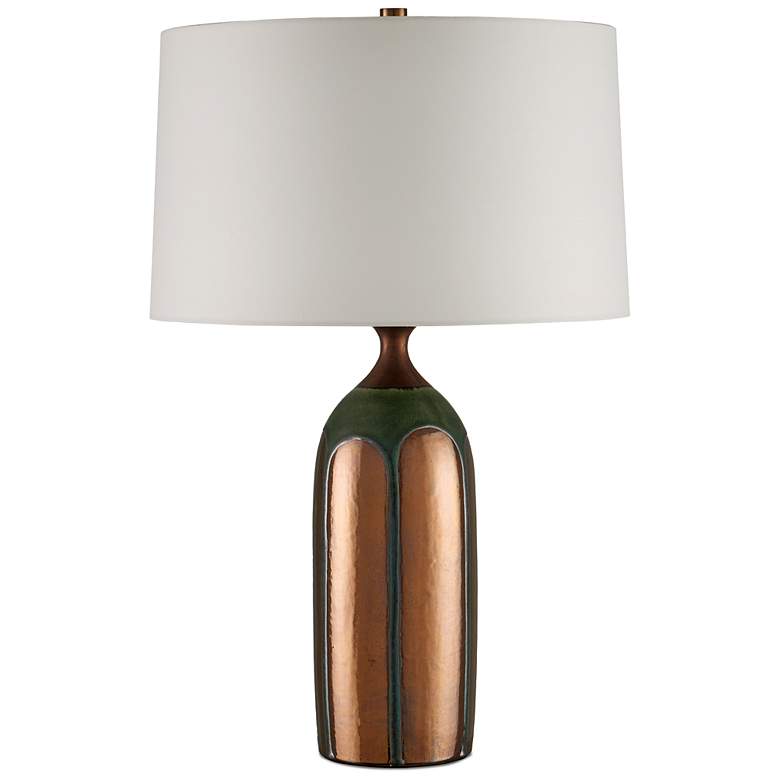 Image 6 Currey & Company 26.0" Cuprum Ceramic Green and Copper Table Lamp more views