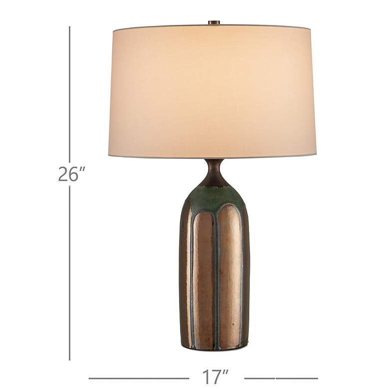 Image 7 Currey & Company 26.0" Cuprum Ceramic Green and Copper Table Lamp more views