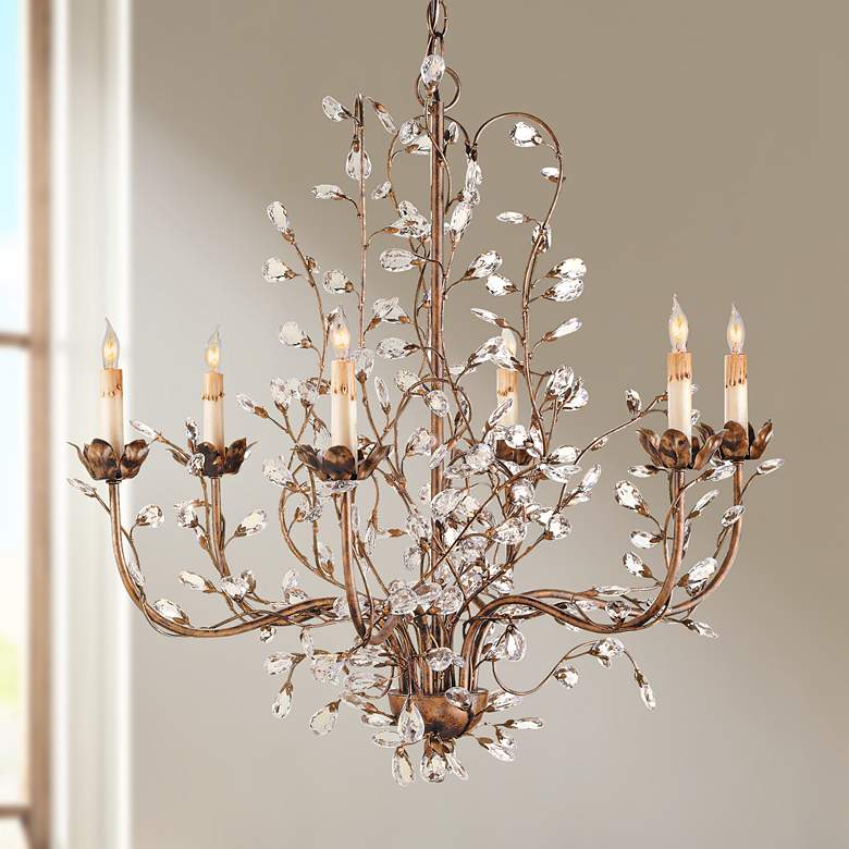 Image 1 Currey &amp; Company 27 inch Wide Crystal Chandelier