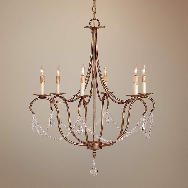 Image 1 Currey and Company 27 inch Wide Rhine Gold Crystal Chandelier