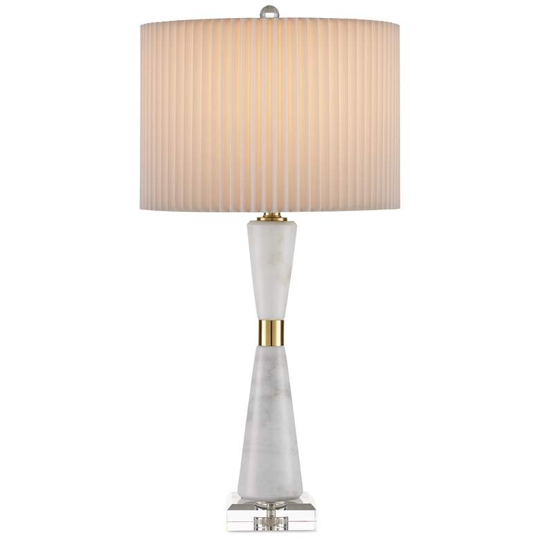 Image 1 Currey & Company 29.5" Edelmar White Marble and Optic Crystal Tabl