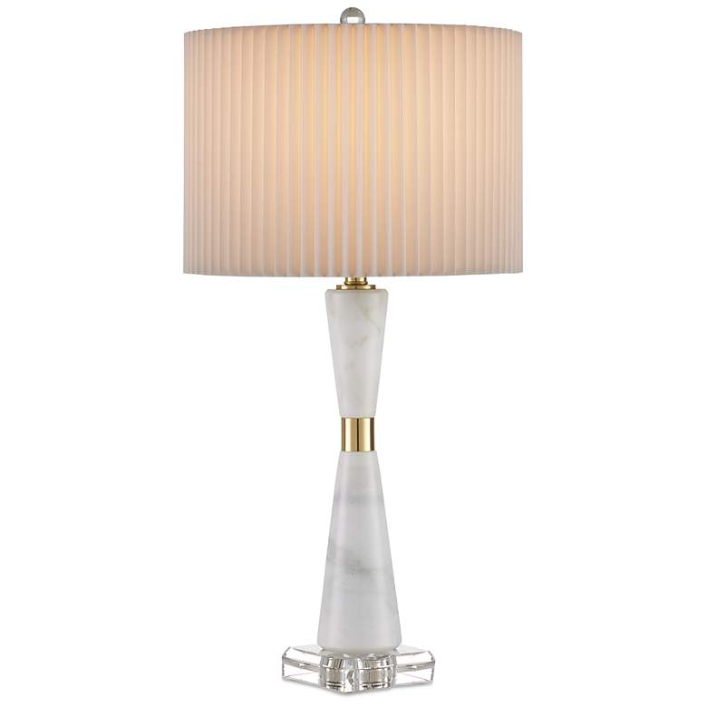 Image 7 Currey & Company 29.5" Edelmar White Marble and Optic Crystal Tabl more views