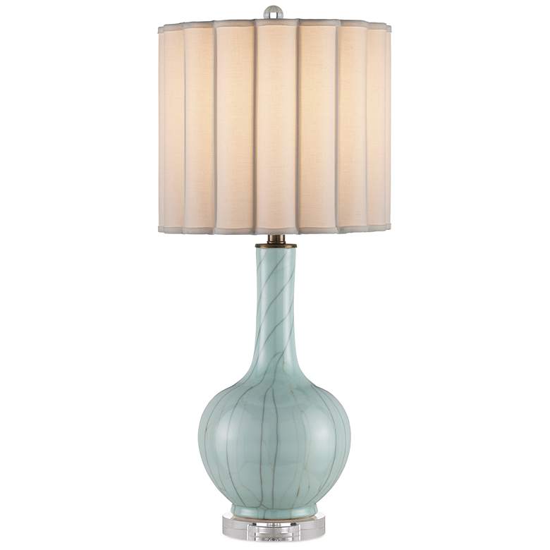 Image 1 Currey & Company 29.75" Celadon Crackle Porcelain &Optic Crystal T