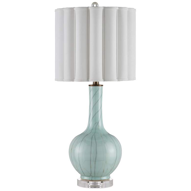 Image 6 Currey & Company 29.75" Celadon Crackle Porcelain &Optic Crystal T more views