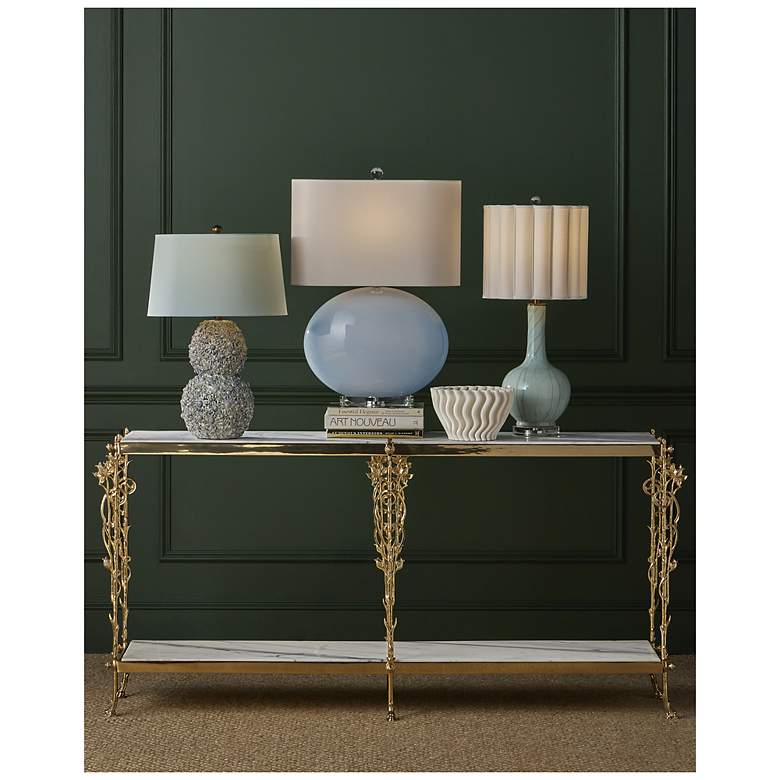 Image 7 Currey & Company 29.75" Celadon Crackle Porcelain &Optic Crystal T more views