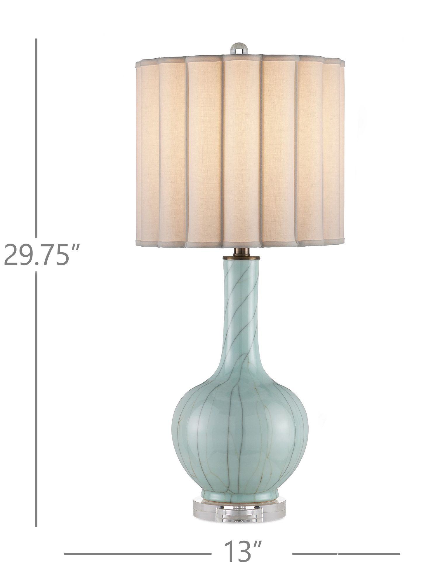 Currey & Company 29.75" Celadon Crackle Porcelain &Optic Crystal T