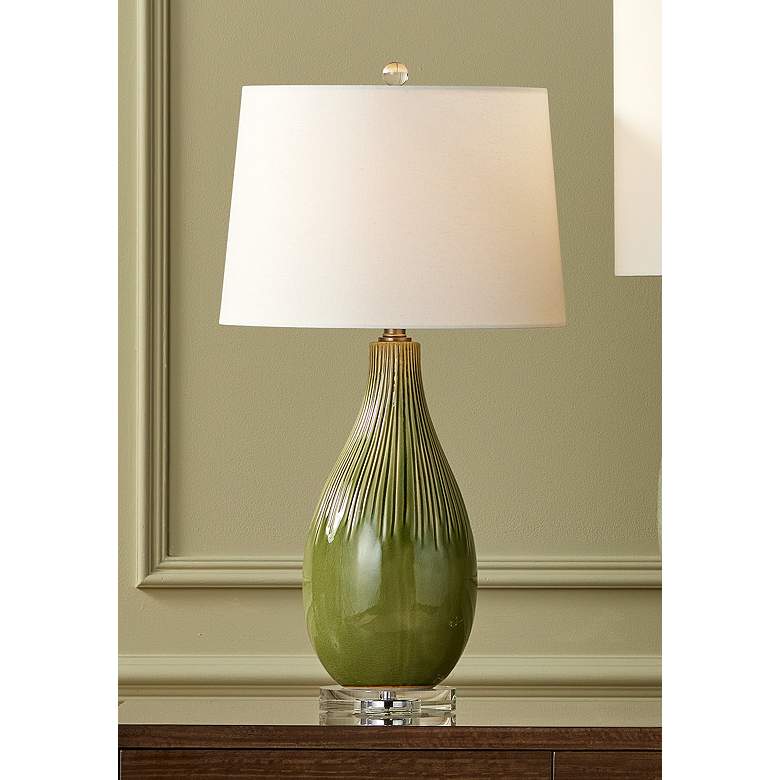 Image 1 Currey & Company 29 3/4" Modern Ceramic Anjou Green Table Lamp