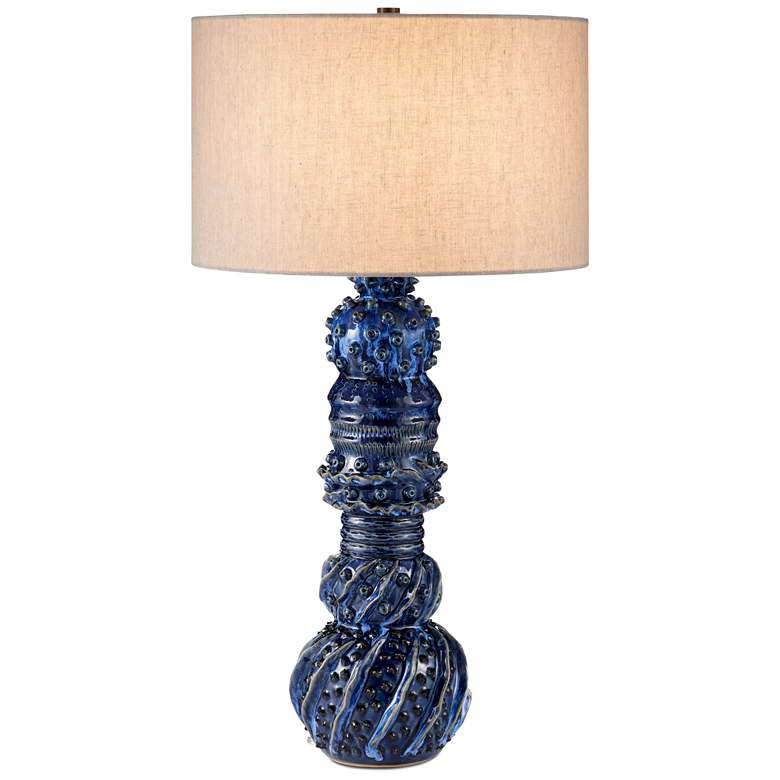 Image 1 Currey & Company 31.0" Undersea Dark Blue Ceramic Table Lamp