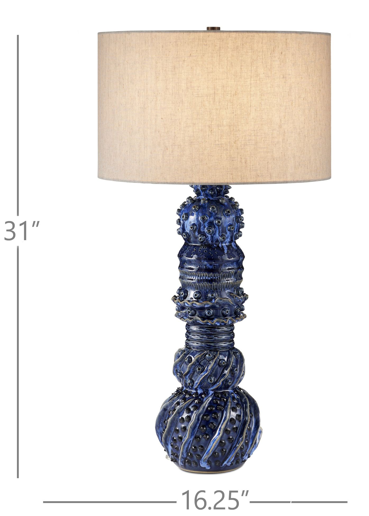 Image 6 Currey & Company 31.0" Undersea Dark Blue Ceramic Table Lamp more views