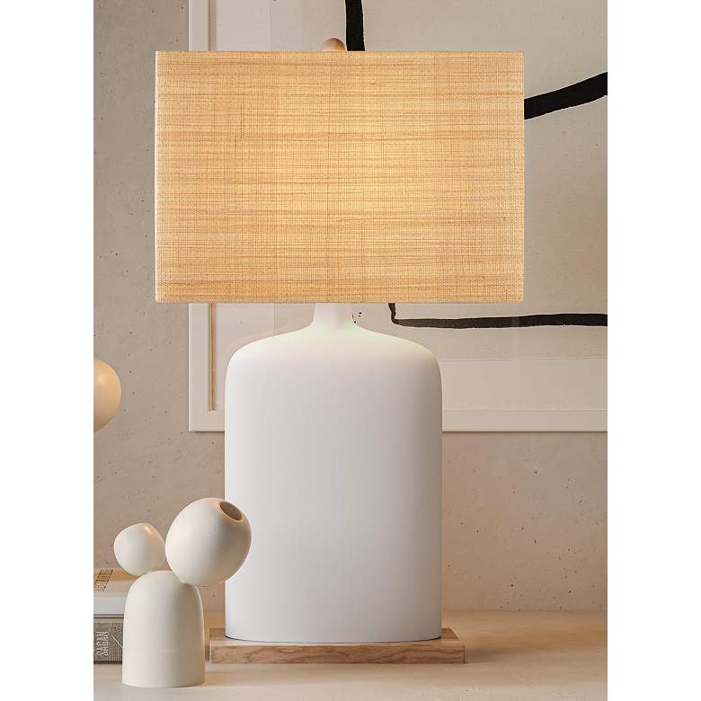 Image 1 Currey & Company 31.5" Musing White Composite and Wood Table Lamp