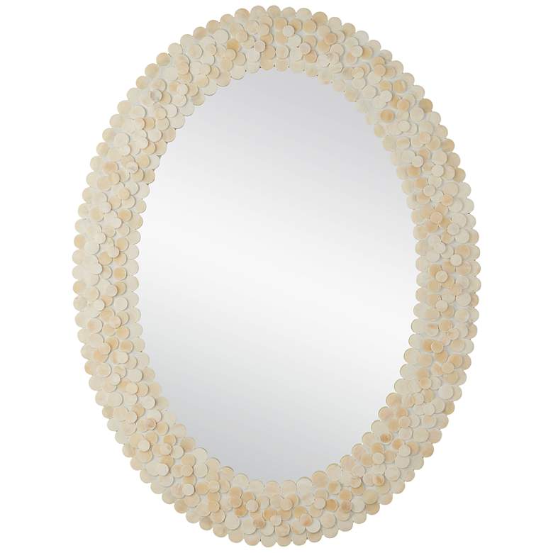 Image 1 Currey & Company 31" Merriam Oval Buffalo-Bone Mirror
