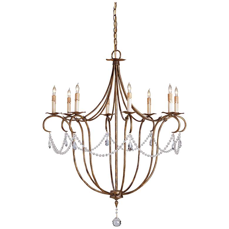 Image 2 Currey &amp; Company 31 inchW Gold Crystal 8-Light Candelabra Chandelier