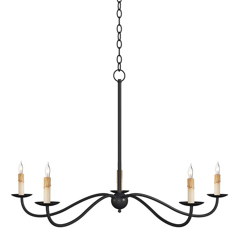 Image 4 Currey & Company 33.25" Saxon Black 5-Light Wrought Iron Chandelie more views