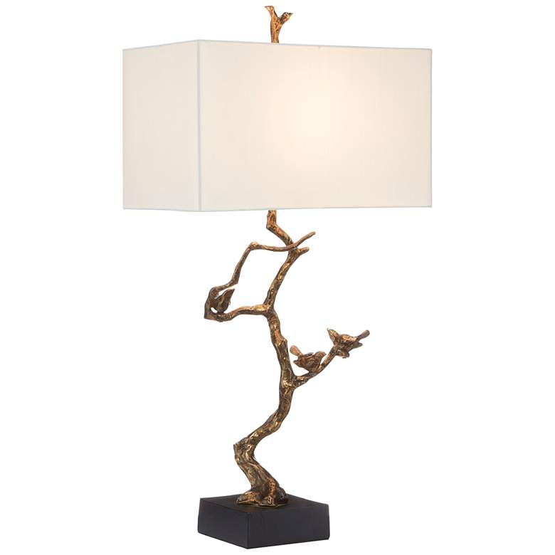 Image 2 Currey &amp; Company 33 1/2 inchHigh Shadows Antique Brass Tree Table Lamp