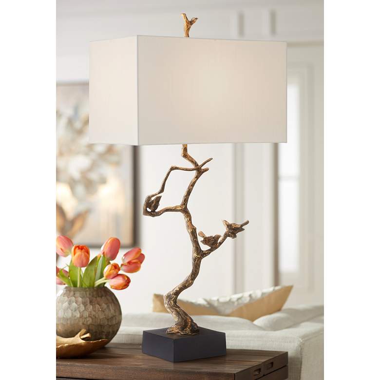 Image 1 Currey & Company 33 1/2"High Shadows Antique Brass Tree Table Lamp