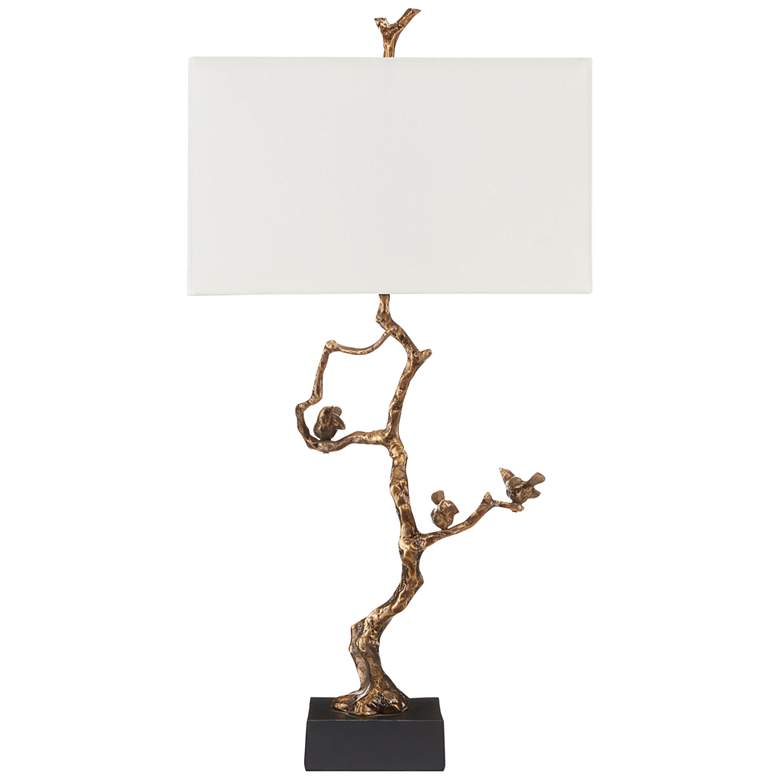 Image 5 Currey &amp; Company 33 1/2 inchHigh Shadows Antique Brass Tree Table Lamp more views