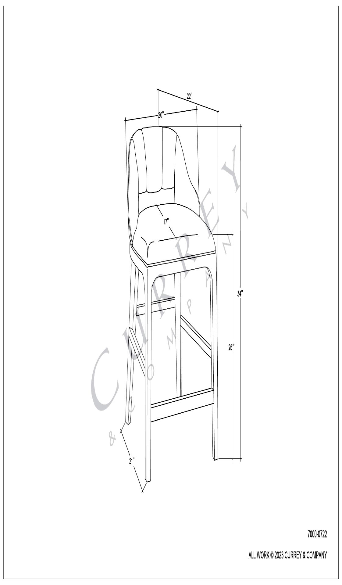 Currey & Company 34" Inga Counter Stool, Endurance Sand