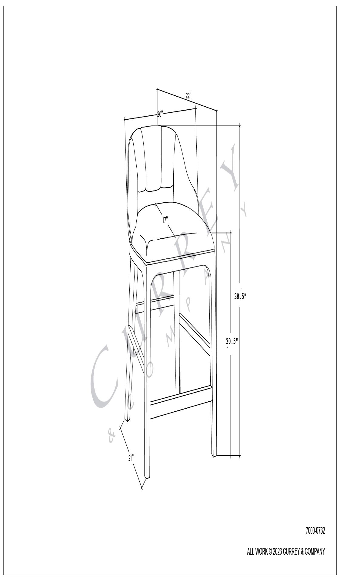 Currey & Company 38" Inga Bar Stool, Endurance Sand