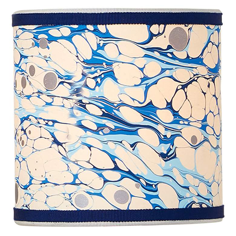 Image 1 Currey & Company 5" x 5" x 5" Marble Blue Lace Paper Dru