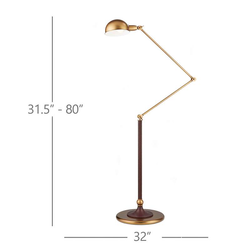 Image 3 Currey & Company 63.0" Libretto Faux Leather and Brass Floor Lamp more views
