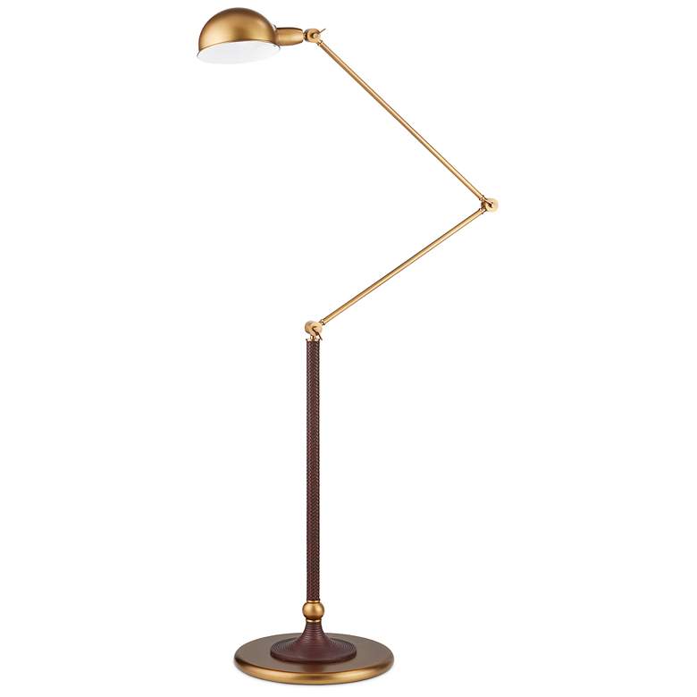 Image 6 Currey & Company 63.0" Libretto Faux Leather and Brass Floor Lamp more views