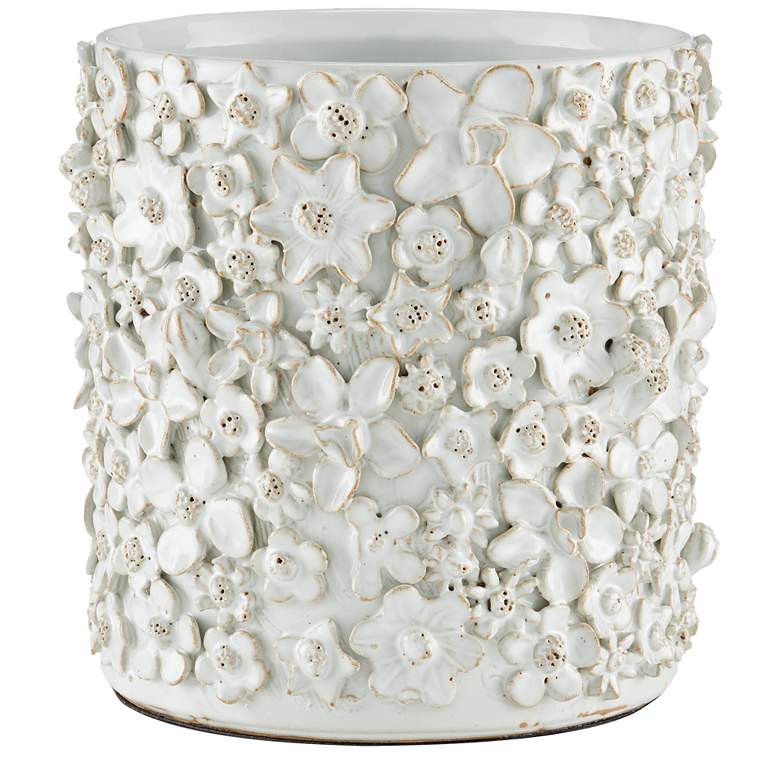 Image 1 Currey & Company 7.25" Jessamine Medium White Cachepot