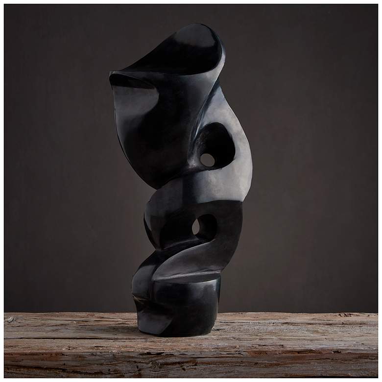 Image 1 Currey & Company 7" Roland Black Marble Abstract Sculpture