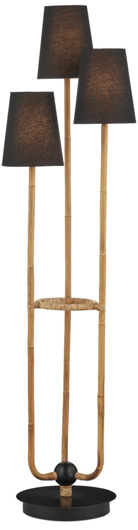 Image 5 Currey & Company 70.5" Triptych Rattan Floor Lamp more views