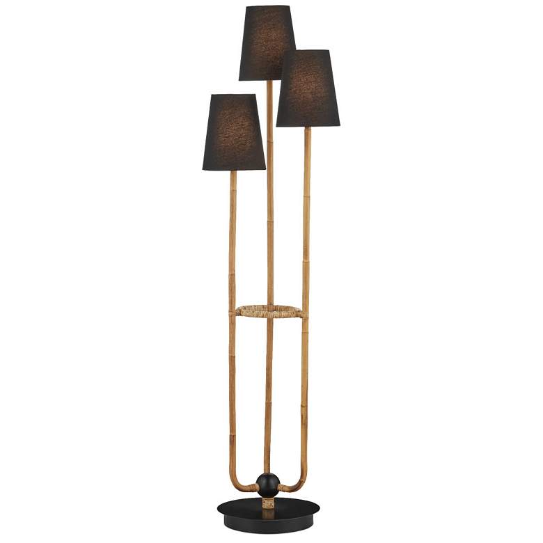 Image 5 Currey & Company 70.5" Triptych Rattan Floor Lamp more views