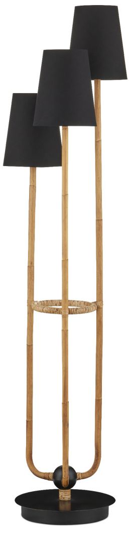 Image 6 Currey & Company 70.5" Triptych Rattan Floor Lamp more views