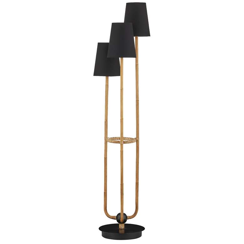 Image 6 Currey & Company 70.5" Triptych Rattan Floor Lamp more views