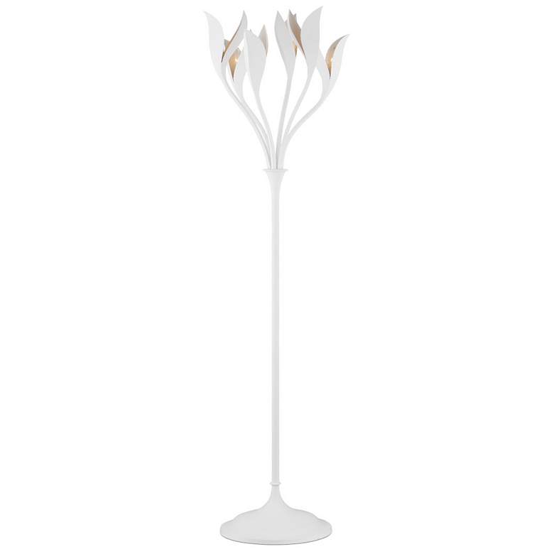 Image 1 Currey & Company 71" Snowflower White Floor Lamp