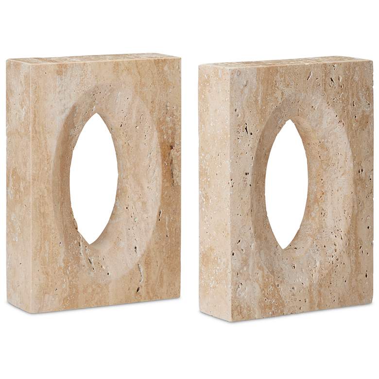 Image 1 Currey & Company 8" Demi Travertine Bookends Set of 2