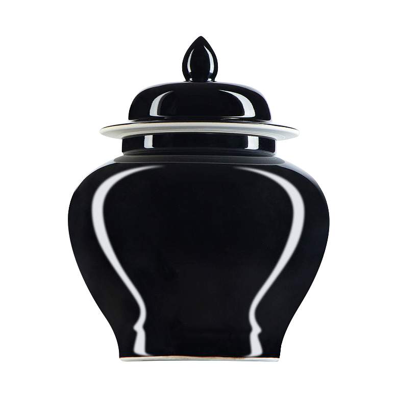 Image 1 Currey & Company 9.5" Porcelain Imperial Black Small Temple Jar