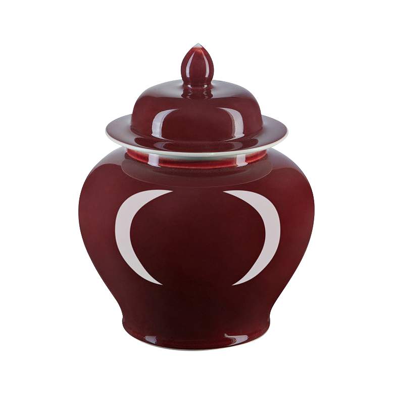 Image 1 Currey & Company 9.5" Porcelain Oxblood Small Temple Jar