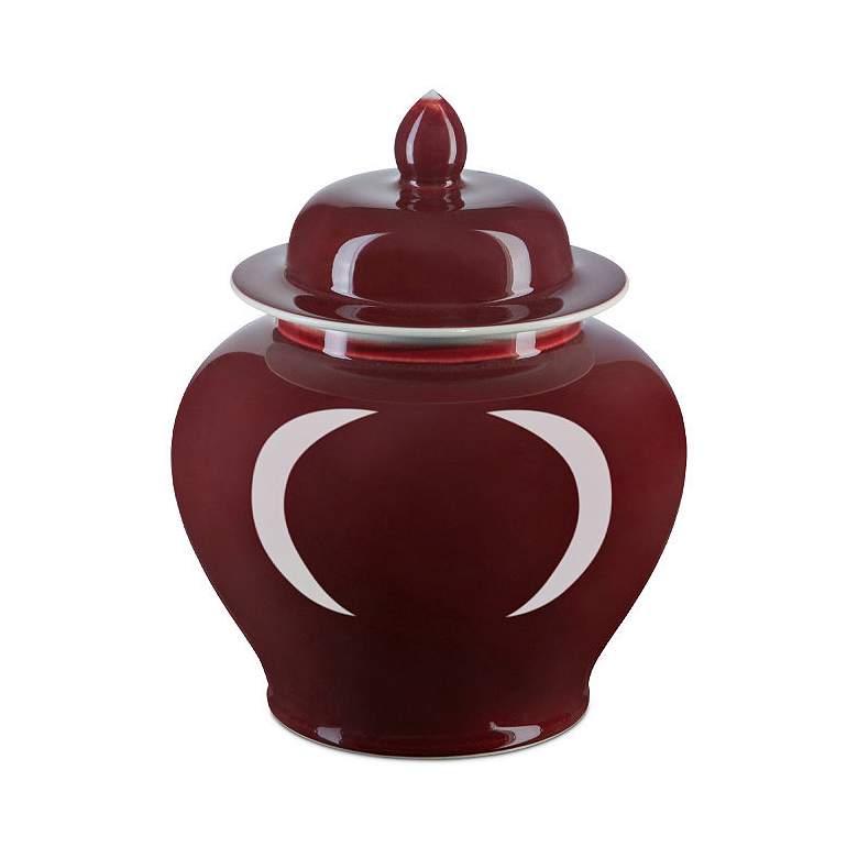 Image 2 Currey & Company 9.5" Porcelain Oxblood Small Temple Jar more views