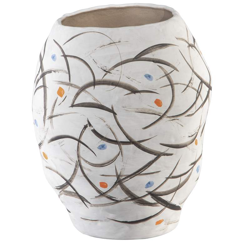 Image 1 Currey & Company 9.75" Porcelain Graffiti White Bowl