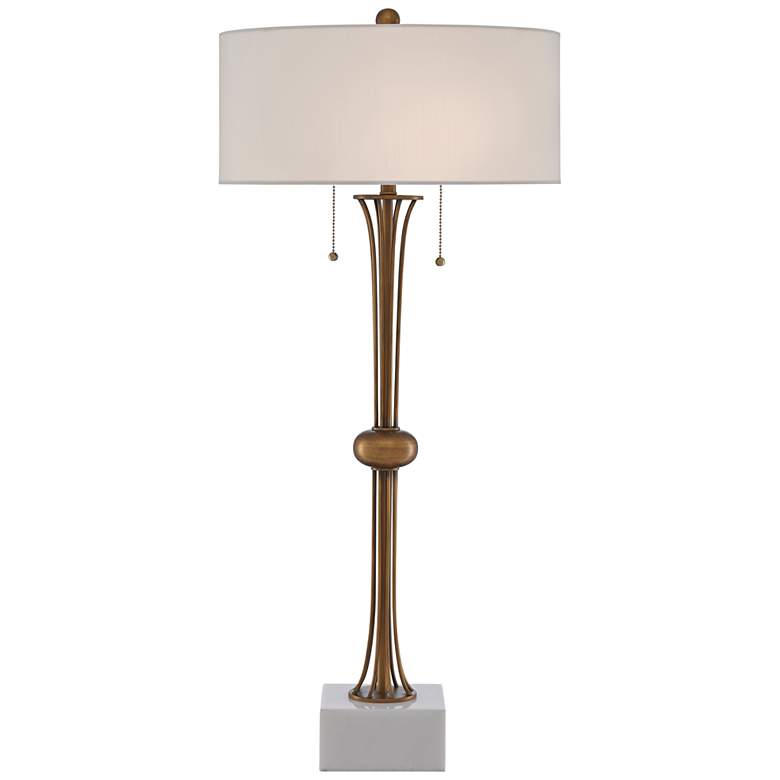 Image 1 Currey and Company Abacus Antique Brass Metal Table Lamp