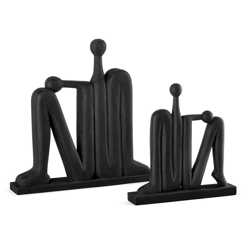 Image 1 Currey & Company Abstract Wood Figure Set of 2