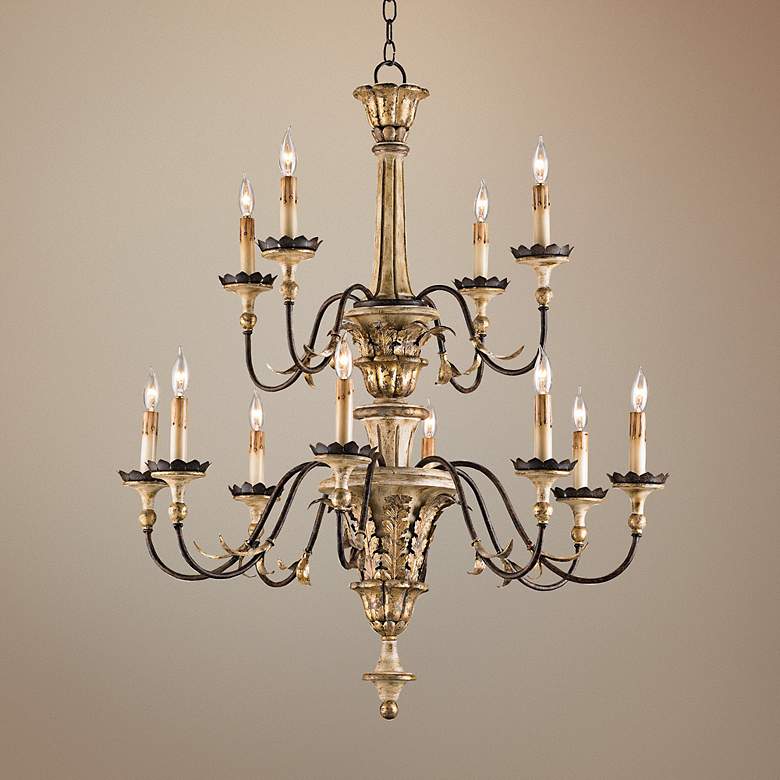 Image 1 Currey and Company Adara 33 inch Wide Gold Leaf Chandelier