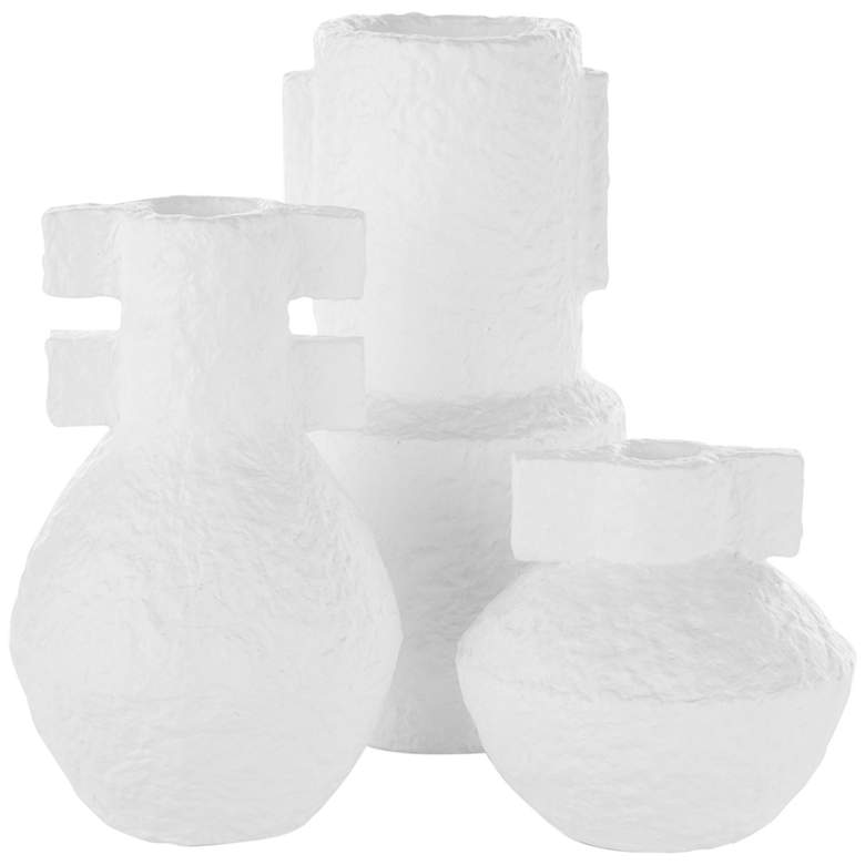 Image 1 Currey & Company Aegean White Terracotta Vases Set of 3