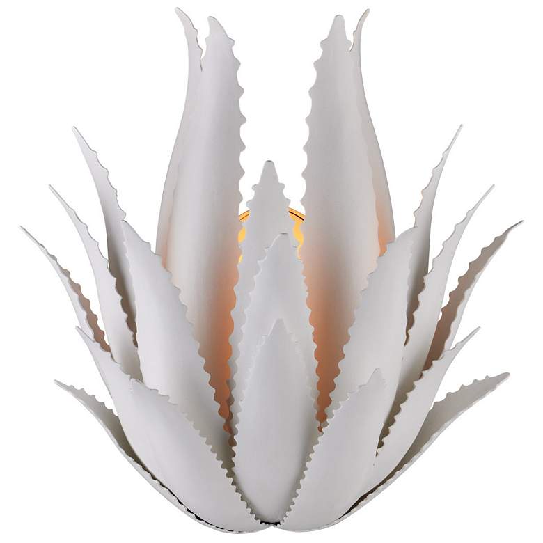 Image 1 Currey & Company Agave 1-Light White Wall Sconce