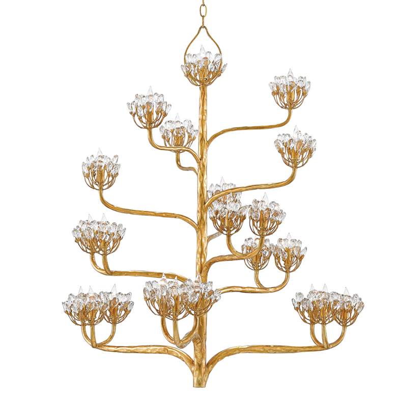 Image 3 Currey & Company Agave Americana 42" 22-Light Gold Leaf Chandelier