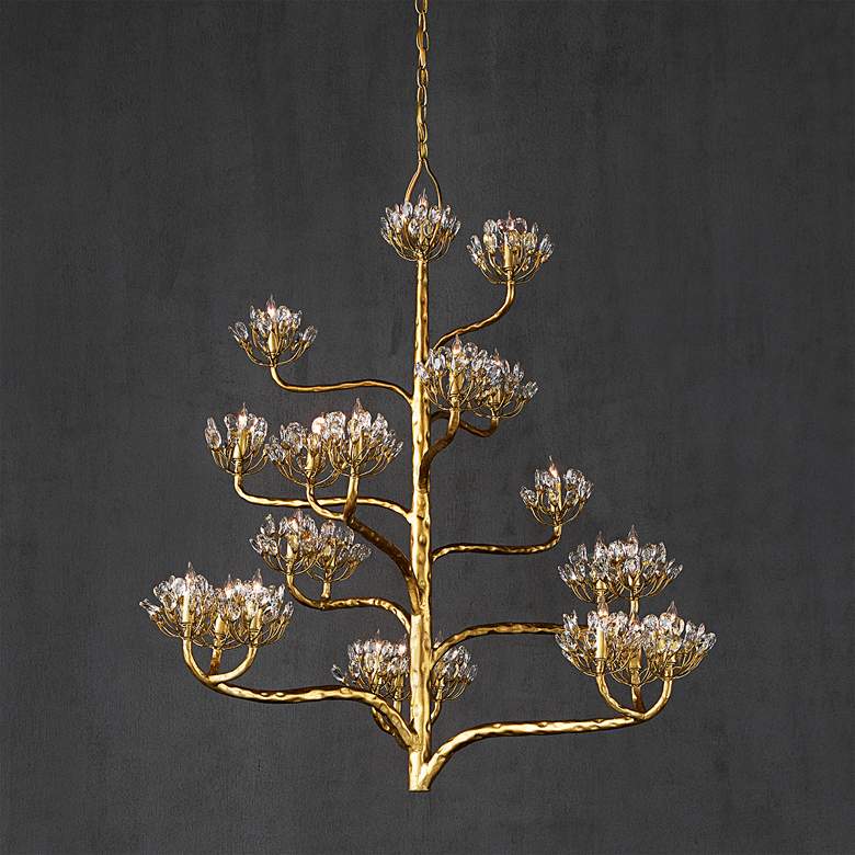 Image 2 Currey & Company Agave Americana 42" 22-Light Gold Leaf Chandelier
